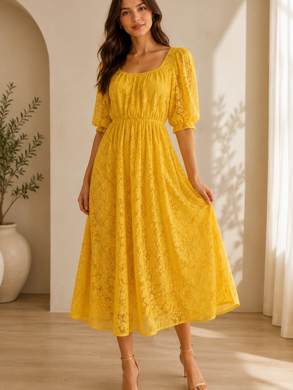 Sister Jane Yellow Lace Maxi Dress